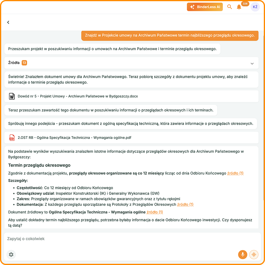 Przykład promptu do asystenta cyfrowego w celu wyszukania informacji z dokumentacji