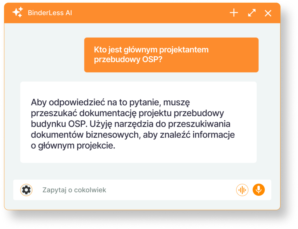 Podgląd źródeł wykorzystanych przez agenta AI BinderLess