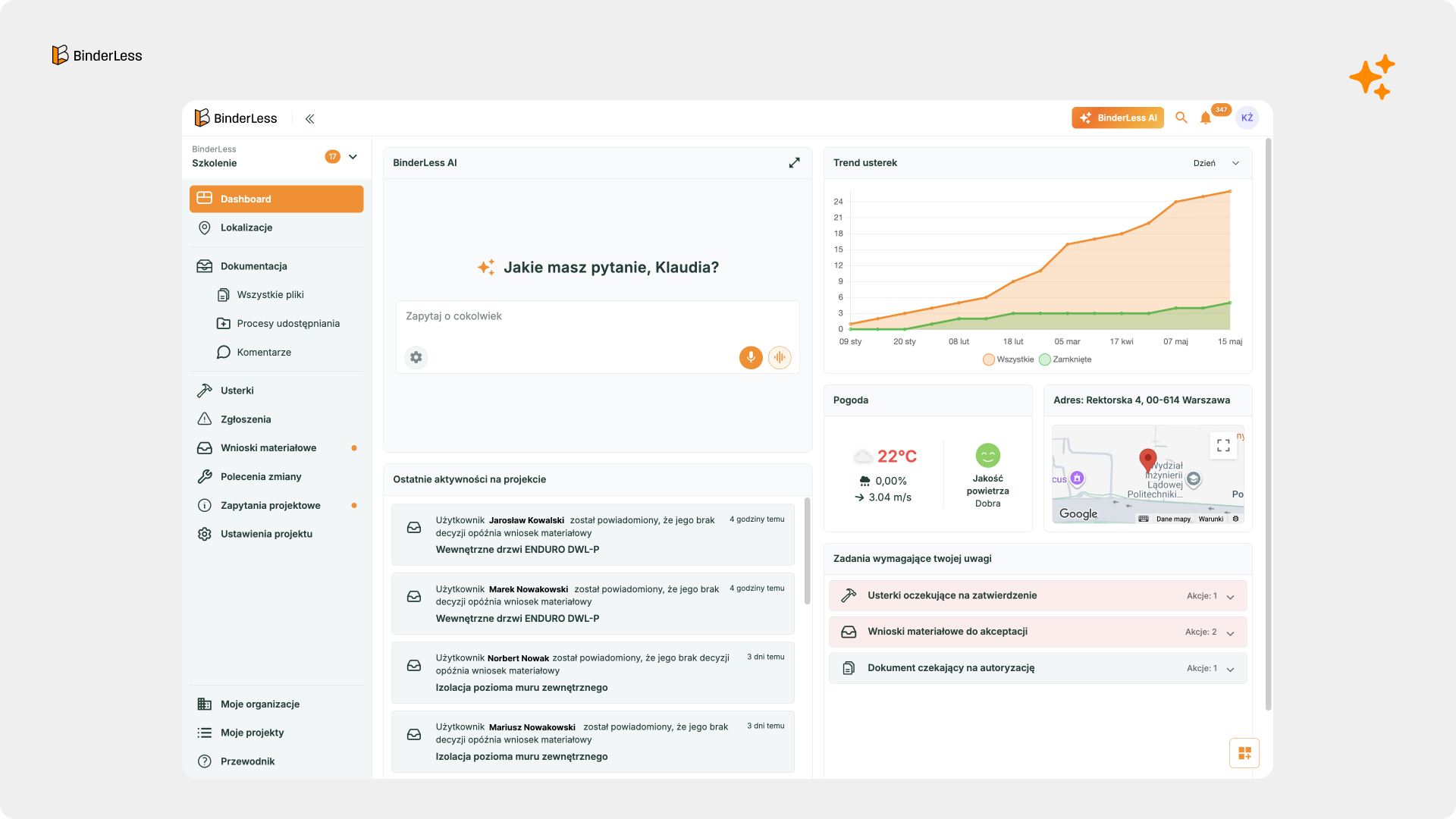 Podgląd na Interface platformy CDE BinderLess